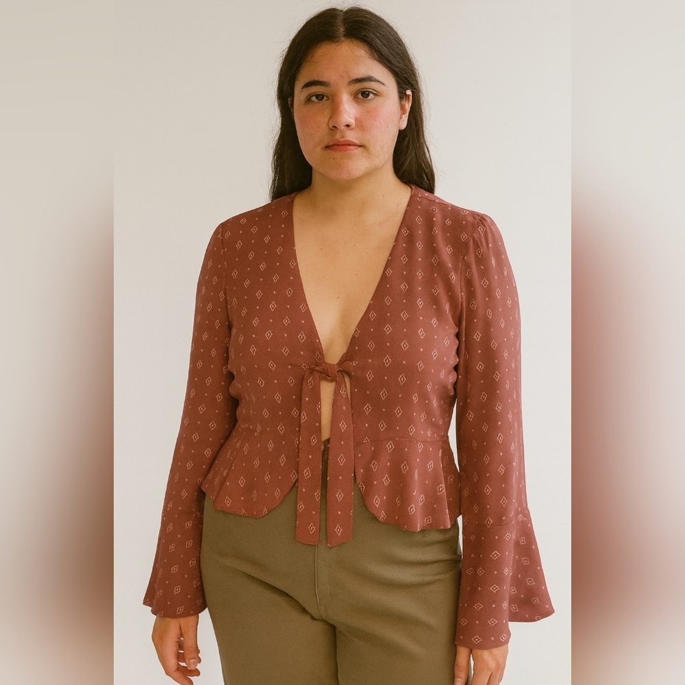 Don't Ask Why Frame Eyelet Tie‎ Front Sheer Cardigan Boho Gypsy Top One Size